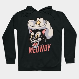 HOWDY MEOWDY | Retro Cartoon Cat Mascot Design Hoodie